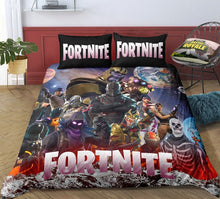 Charger l'image dans la galerie, 3D Cartoon Bedding Suit Fortnites Quilt Cover Fortress Night Printed Bed Spead Child Bedroom Bed Duvet Cover Bedclothes 3pcs Set