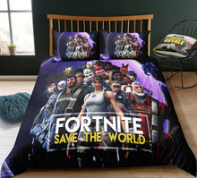 Charger l'image dans la galerie, 3D Cartoon Bedding Suit Fortnites Quilt Cover Fortress Night Printed Bed Spead Child Bedroom Bed Duvet Cover Bedclothes 3pcs Set