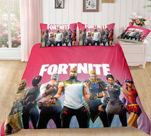 Charger l'image dans la galerie, 3D Cartoon Bedding Suit Fortnites Quilt Cover Fortress Night Printed Bed Spead Child Bedroom Bed Duvet Cover Bedclothes 3pcs Set