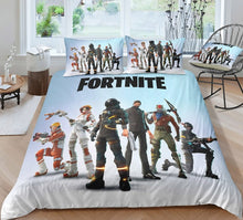 Charger l'image dans la galerie, 3D Cartoon Bedding Suit Fortnites Quilt Cover Fortress Night Printed Bed Spead Child Bedroom Bed Duvet Cover Bedclothes 3pcs Set