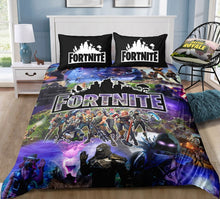 Charger l&#39;image dans la galerie, 3D Cartoon Bedding Suit Fortnites Quilt Cover Fortress Night Printed Bed Spead Child Bedroom Bed Duvet Cover Bedclothes 3pcs Set
