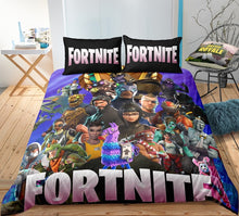 Charger l&#39;image dans la galerie, 3D Cartoon Bedding Suit Fortnites Quilt Cover Fortress Night Printed Bed Spead Child Bedroom Bed Duvet Cover Bedclothes 3pcs Set
